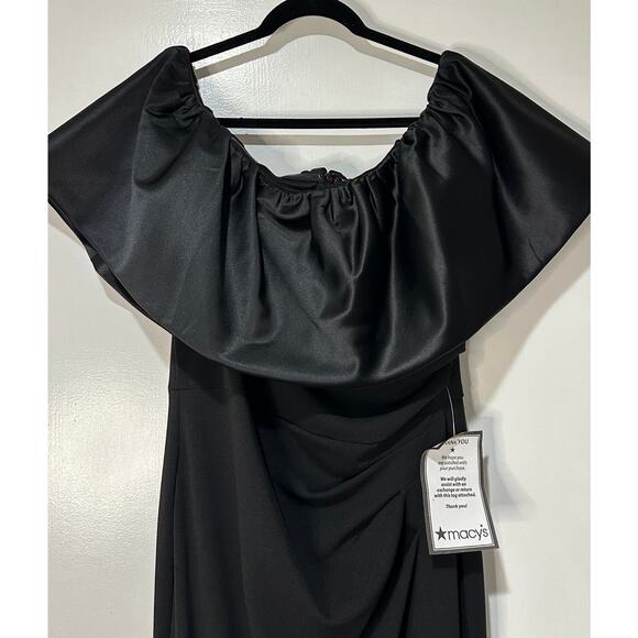Betsy & Adam Women's Off-The-Shoulder Ruffle Gown Black Size 14 NWT Feminine - Picture 5 of 16